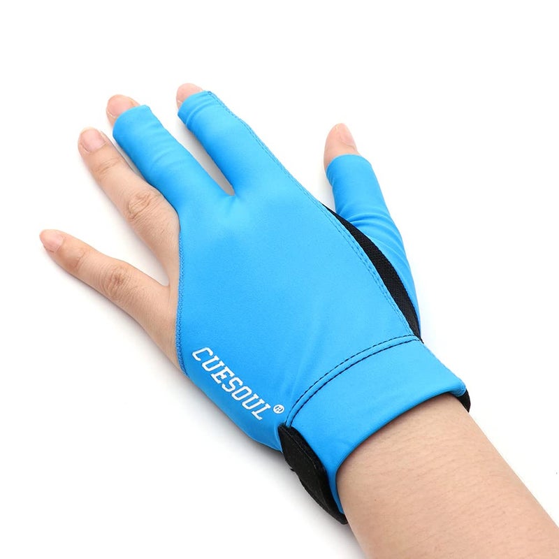 CUESOUL Professional Billiard Gloves Blue-Wear on Left Hand Size M - Image 2